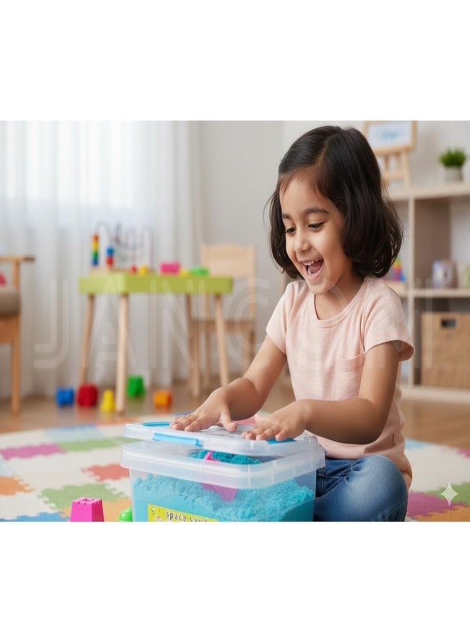 calldrishe 1 kg Sand Set for Kids Amazing Active Magic Gluten Free Clay Sand Dough Box with 10 Moulds | Reusable Sand Children's Slime Play Sand for Kids Sensory Therapy Sand - Image 2
